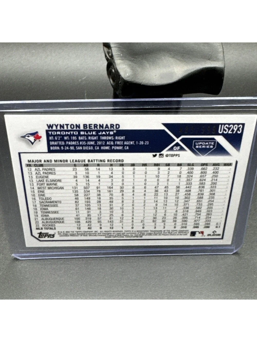 2023 Topps Update Wynton Bernard Blue Foil RC #US293 Serial Numbered 489/999